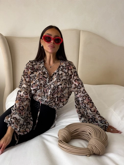 Bluzka BOHO wiskoza - panterka