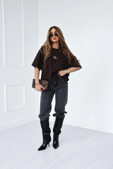 T-Shirt damski BG Goldi | gorzka czekolada