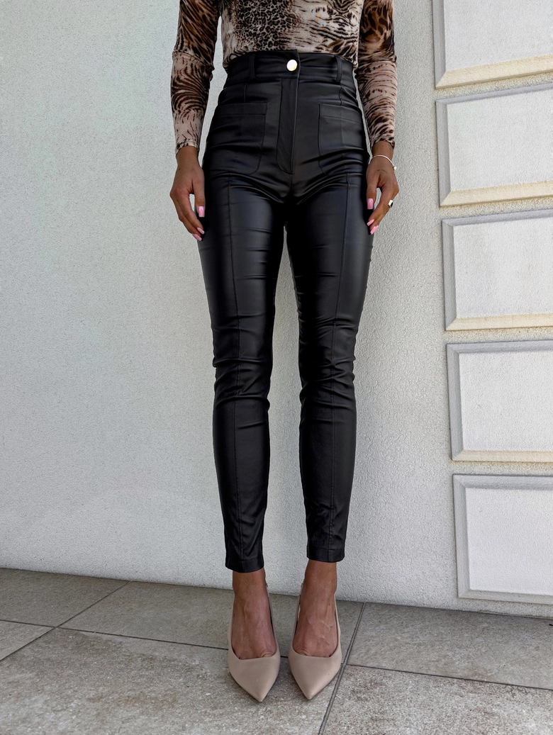 Spodnie woskowane POCKET - czarne T17225