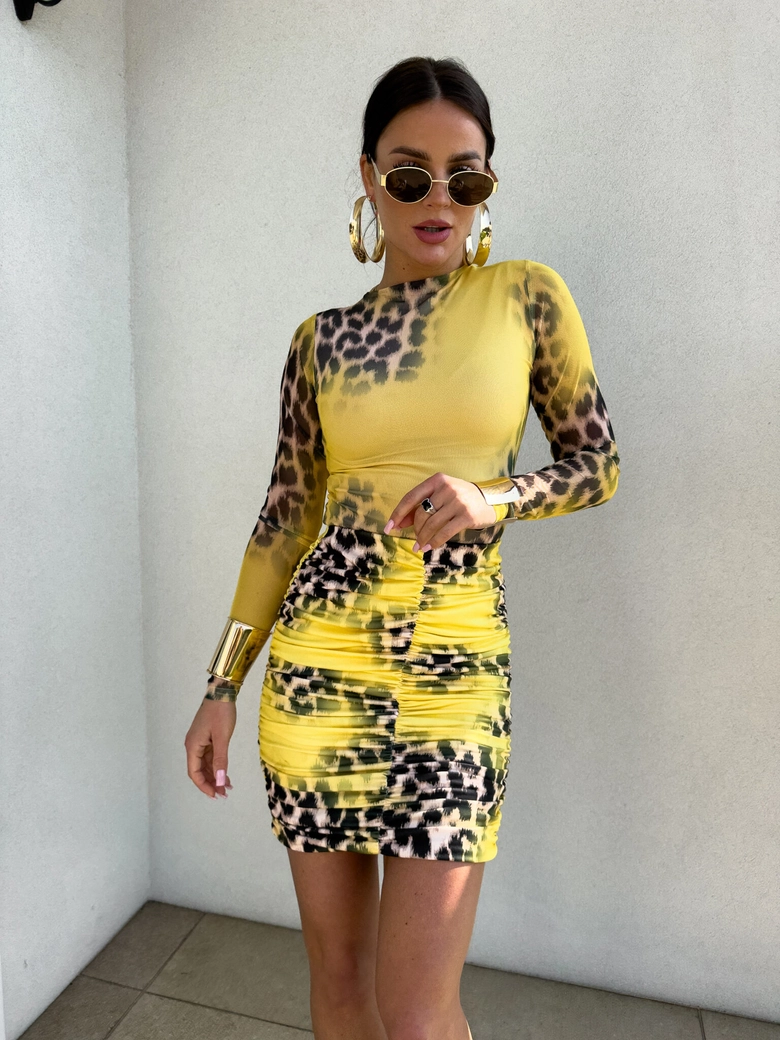 Spódnica MARSZCZONA print gepard – żółta