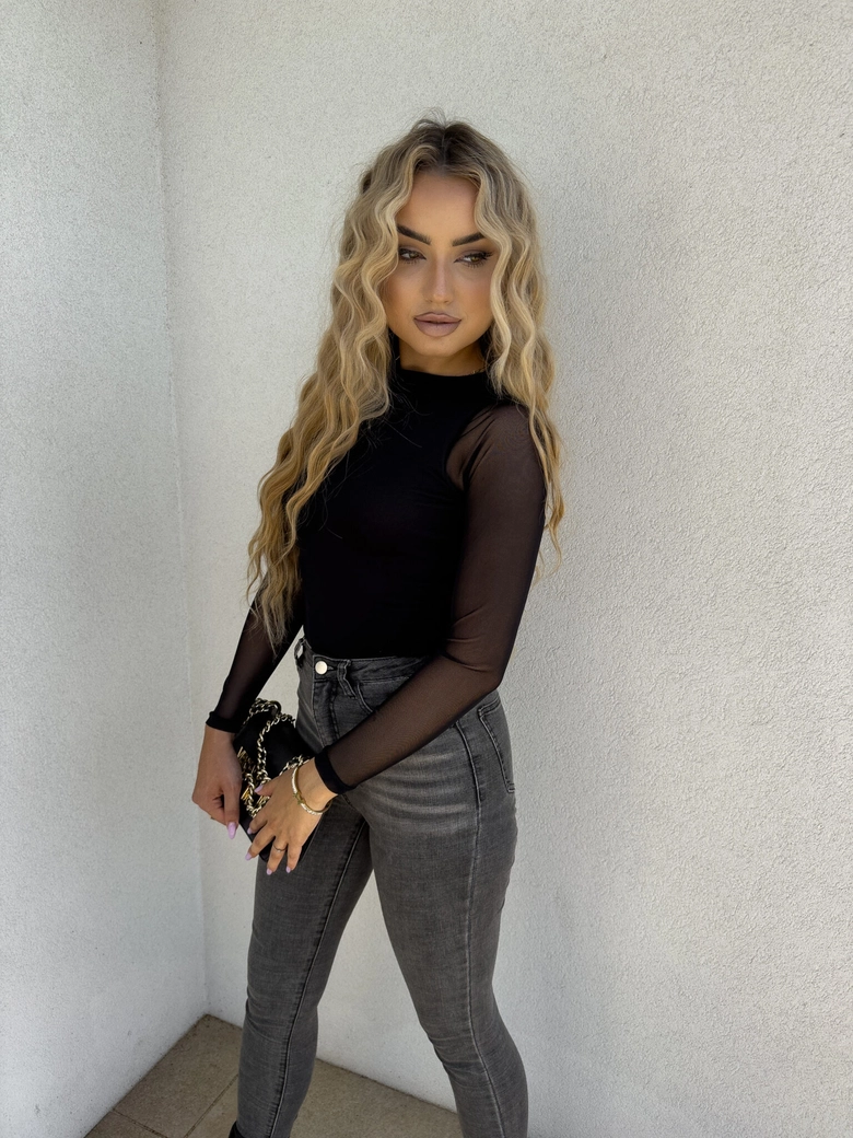 Bluzka SKIN IV transparent gładka - czarna C17154