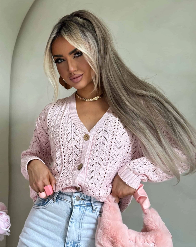 Sweter WOOD – jasny róż