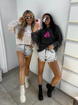 Dekatyzowana bluza MONETTE - czarna