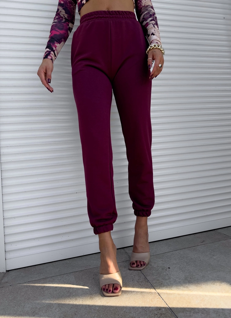 Spodnie JOGGERY – bordowe T17686