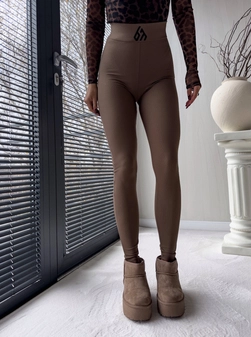 Legginsy FIT logo - brązowe G18993