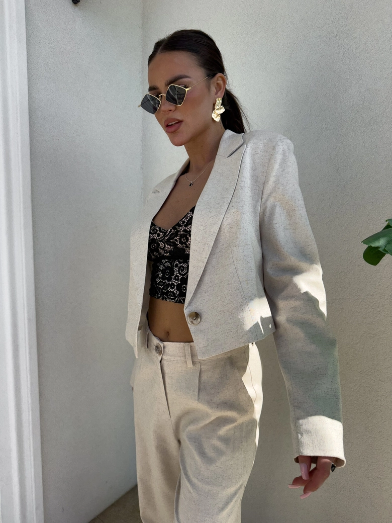 Marynarka SLIM natural - szaro-beż