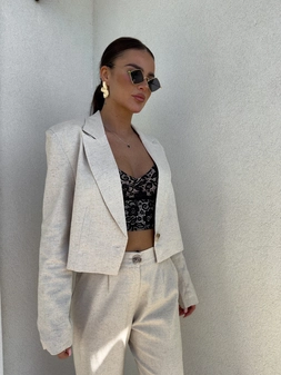 Marynarka SLIM natural - szaro-beż