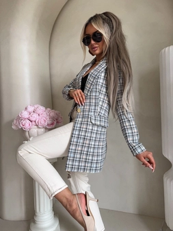 Marynarka LONG krata – szara