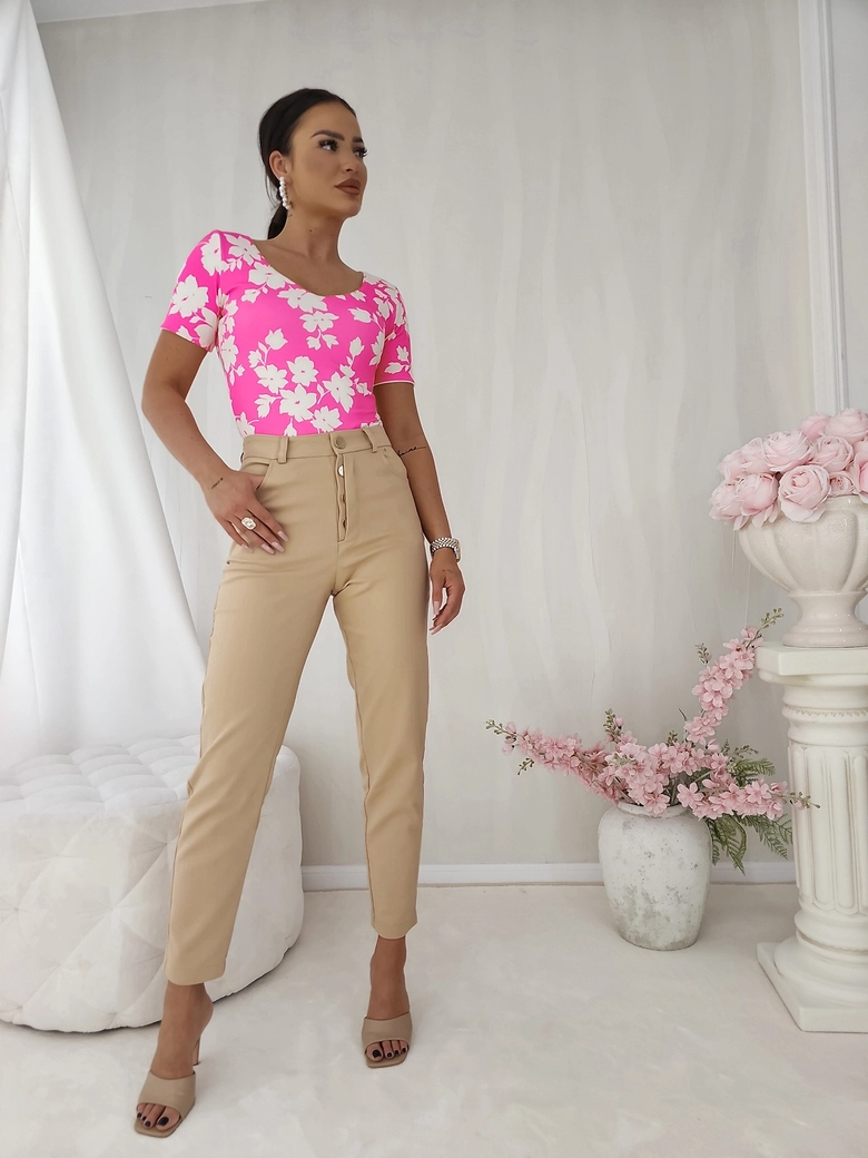 Bluzka UNIQUE kwiaty - różowa