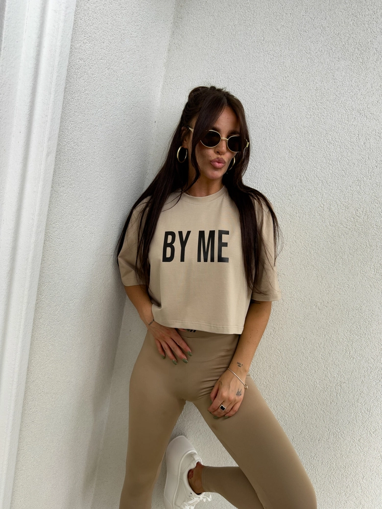 T-shirt pudełkowy KANSAS - beżowy