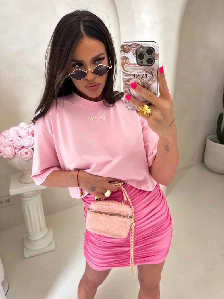 T-shirt pudełkowy ALLO - różowy