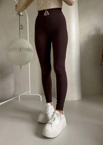 Legginsy FIT logo - czekoladowe