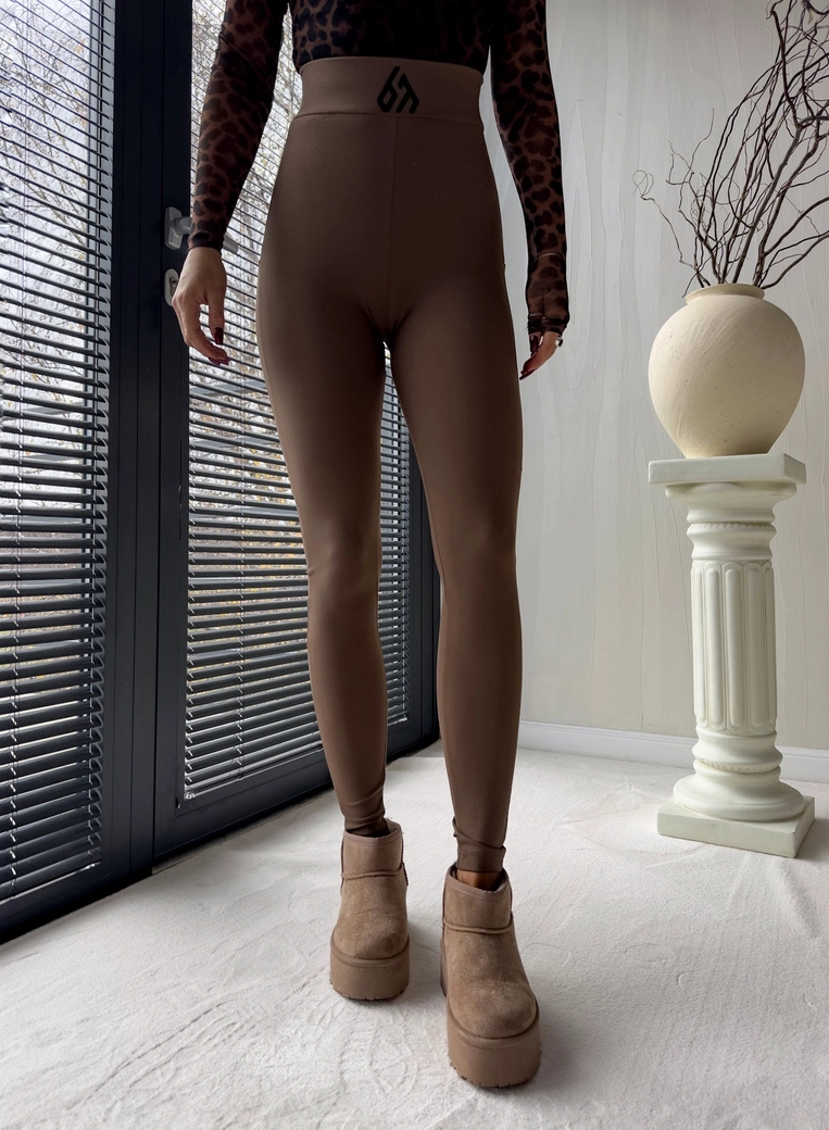 Legginsy FIT logo - brązowe G18993