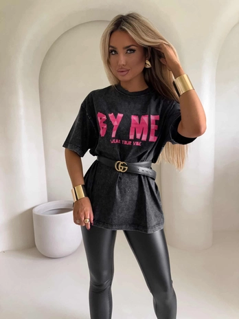 Dekatyzowany t-shirt BALEN - czarny