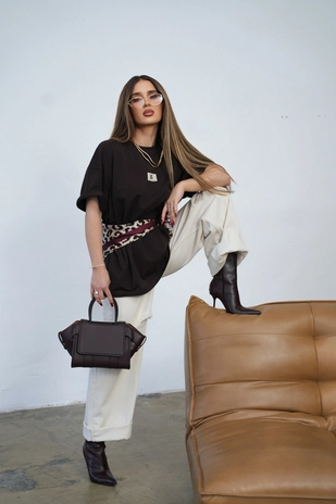 T-Shirt damski BG Only | gorzka czekolada