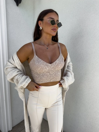 Top gorset KORONKOWY - jasny beż