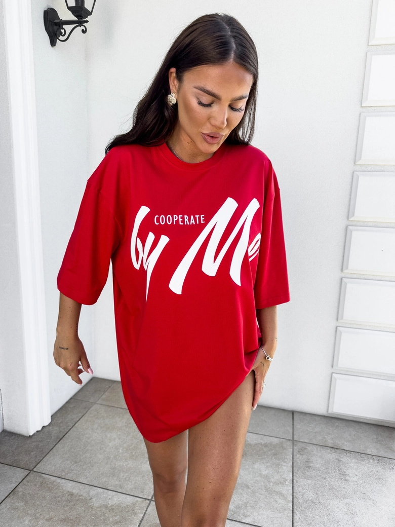 Tuniko sukienka t-shirt COLA - czerwona