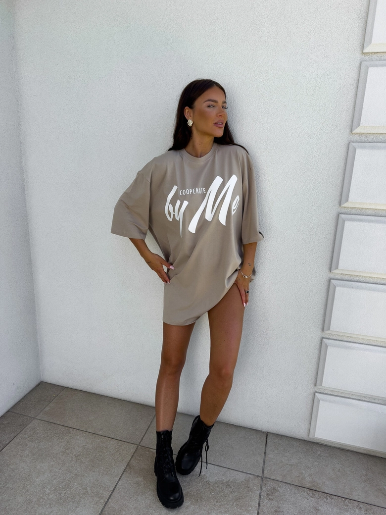 Tuniko sukienka t-shirt COLA - beż