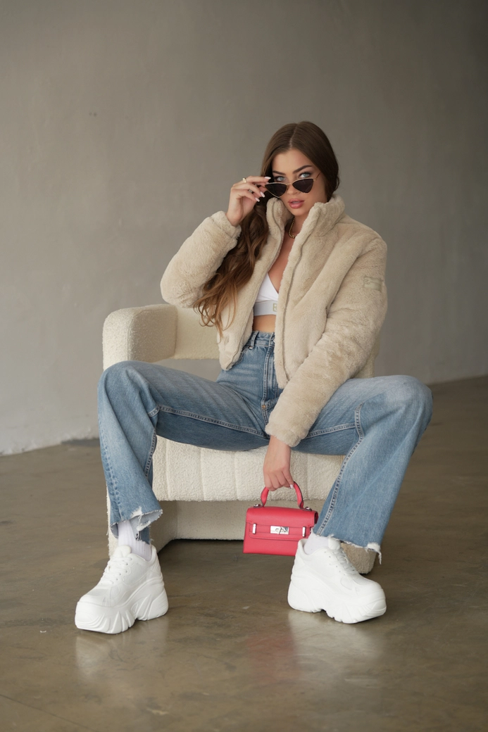 Kurtka damska BG Fur | beż W17587