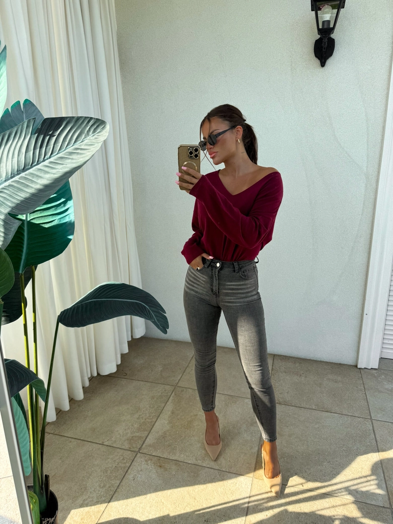 Sweter VOLCANO - bordo E16882