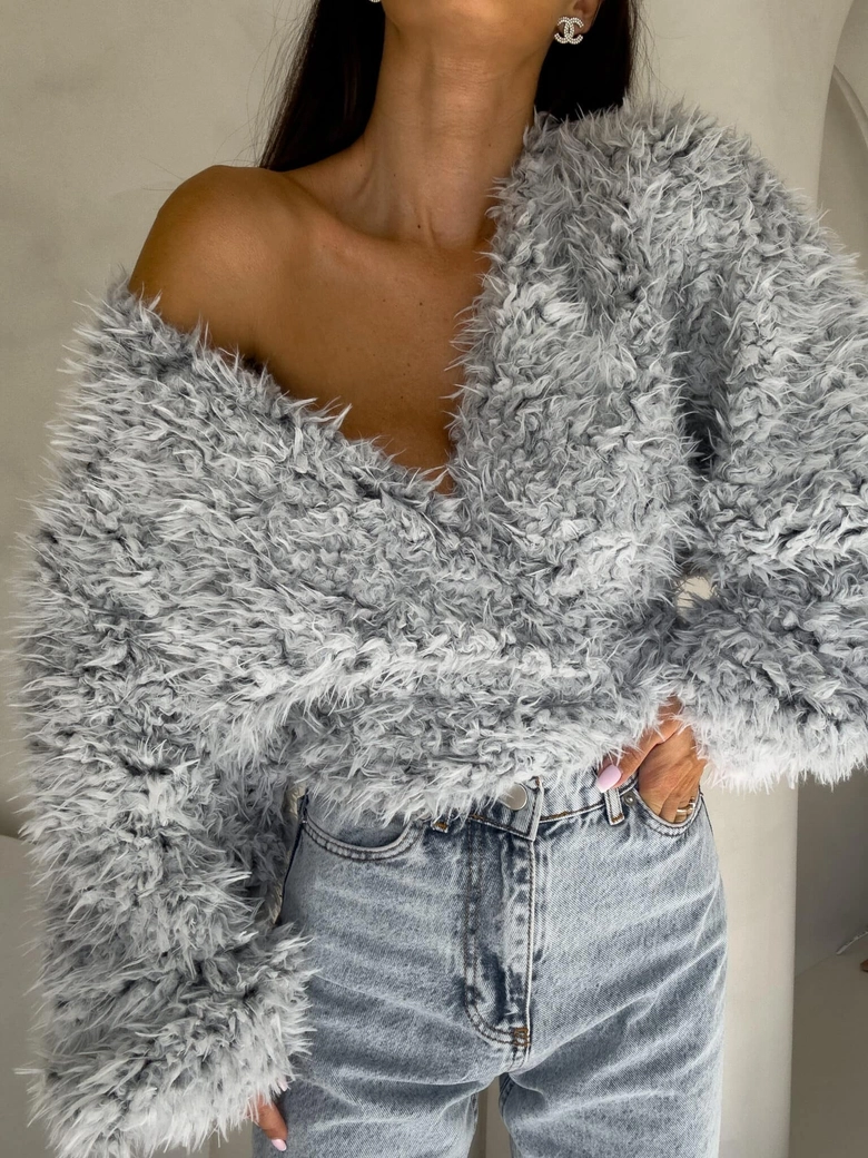 Bluzka KAIRA SHAGGY – szara