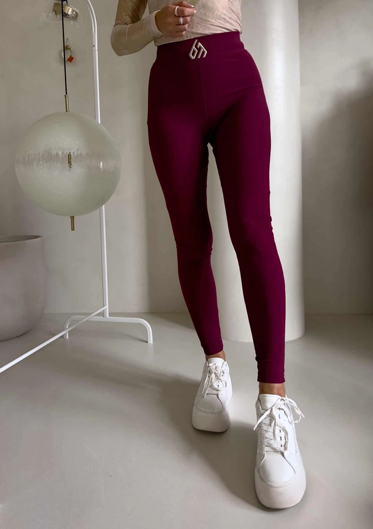 Legginsy FIT logo - bordowe