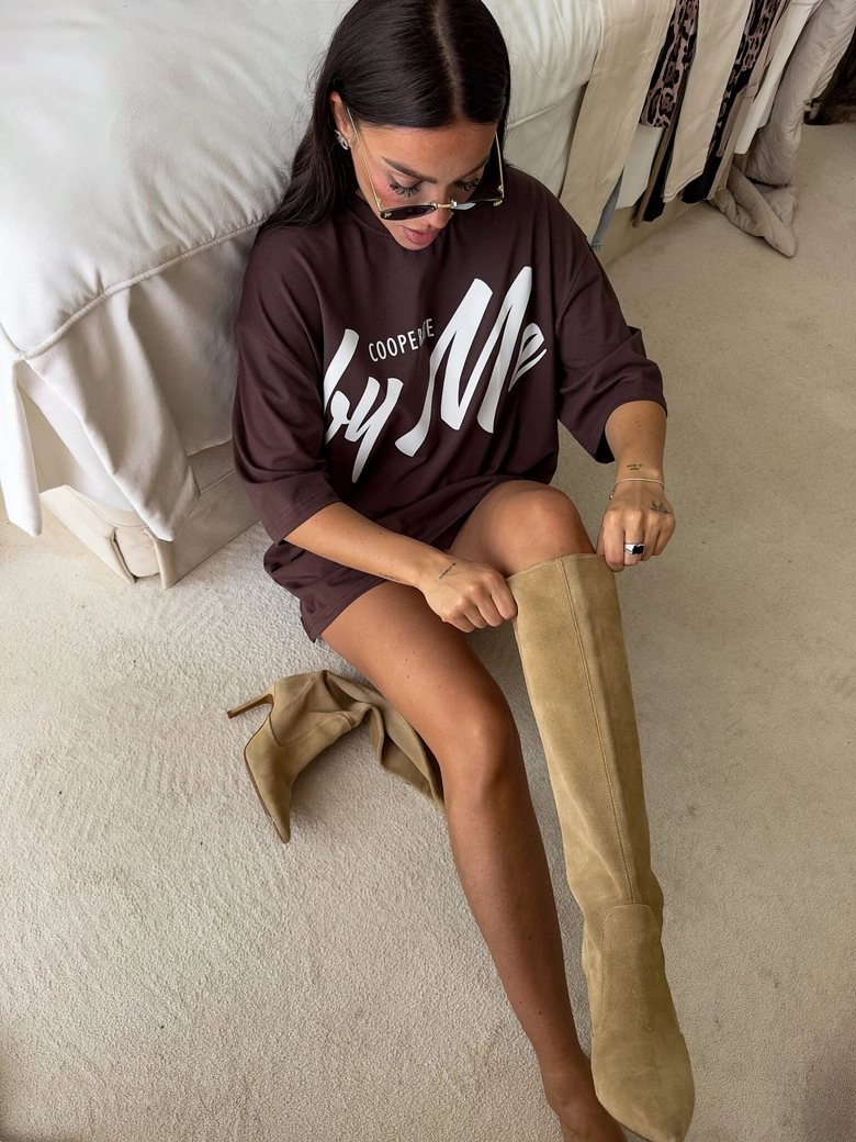 Tuniko sukienka t-shirt COLA - czekoladowa