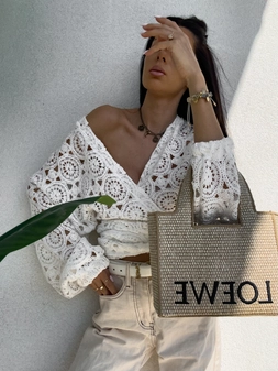 Kimono AŻUROWE koła - ecru