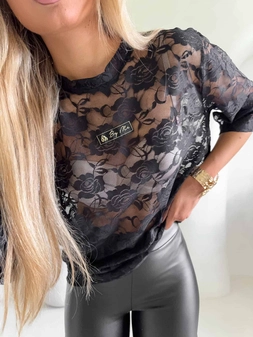 Bluzka MARMARIS II koronka - czarna