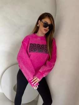 Dekatyzowana bluza KORONKA - różowa