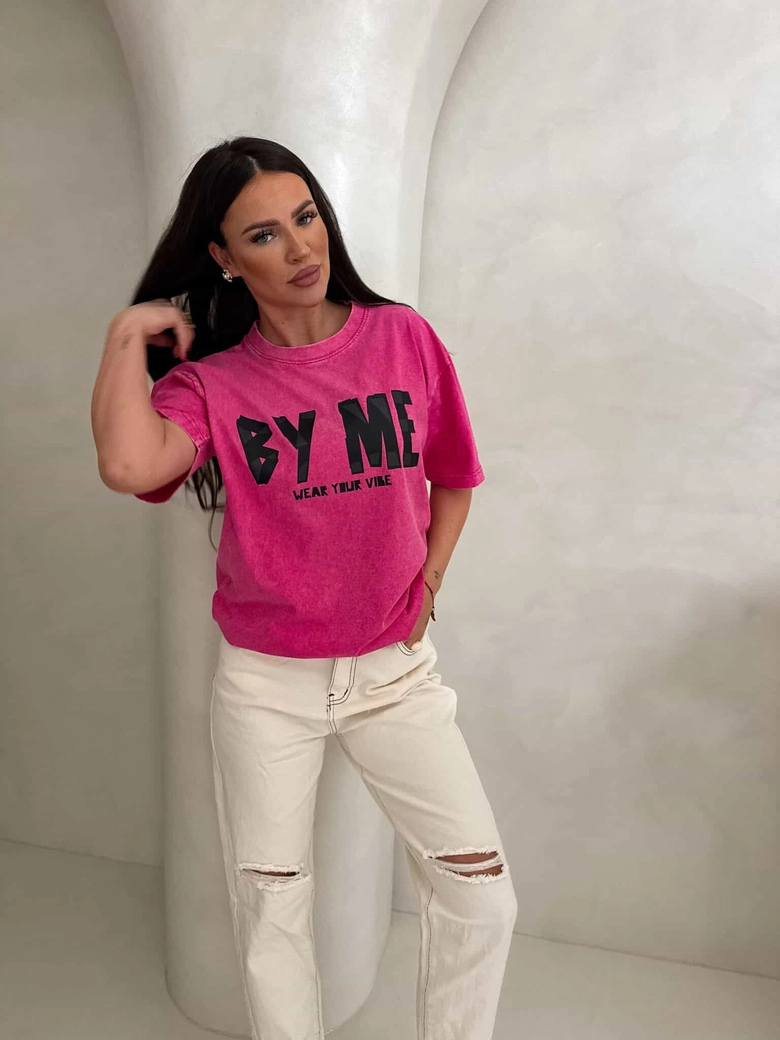 Dekatyzowany t-shirt BALEN - różowy