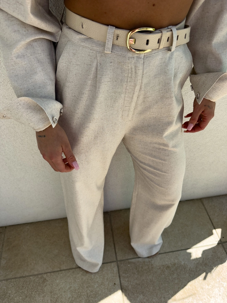 Spodnie SIMPLE natural - szaro-beż