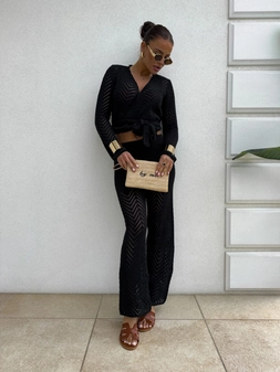 Sweterek wiązany jodełka BALI – czarny