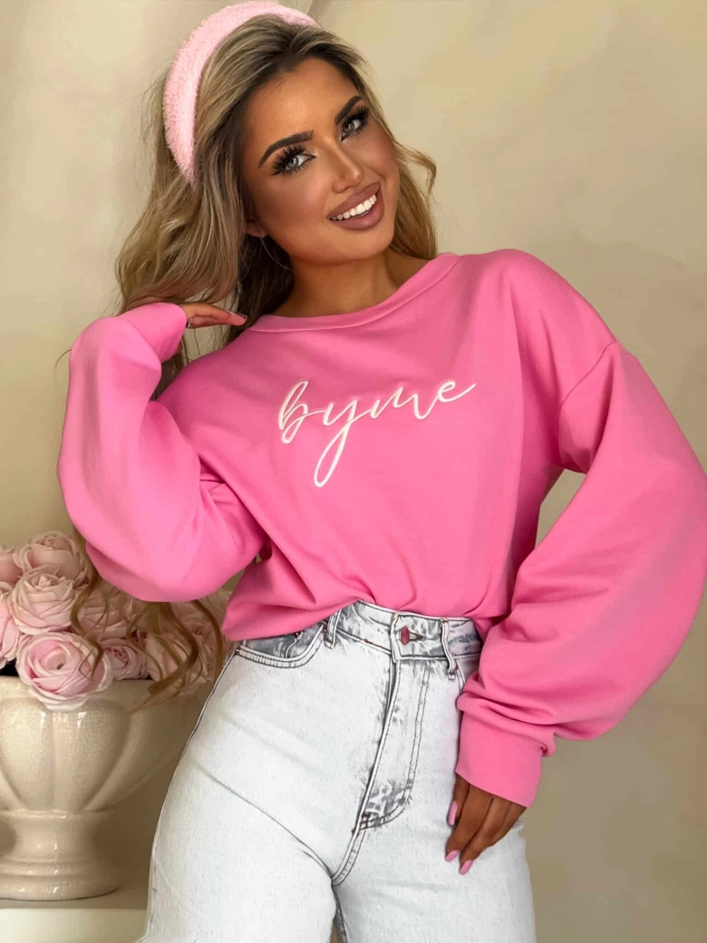 Bluza dresowa LOGO – mocny róż