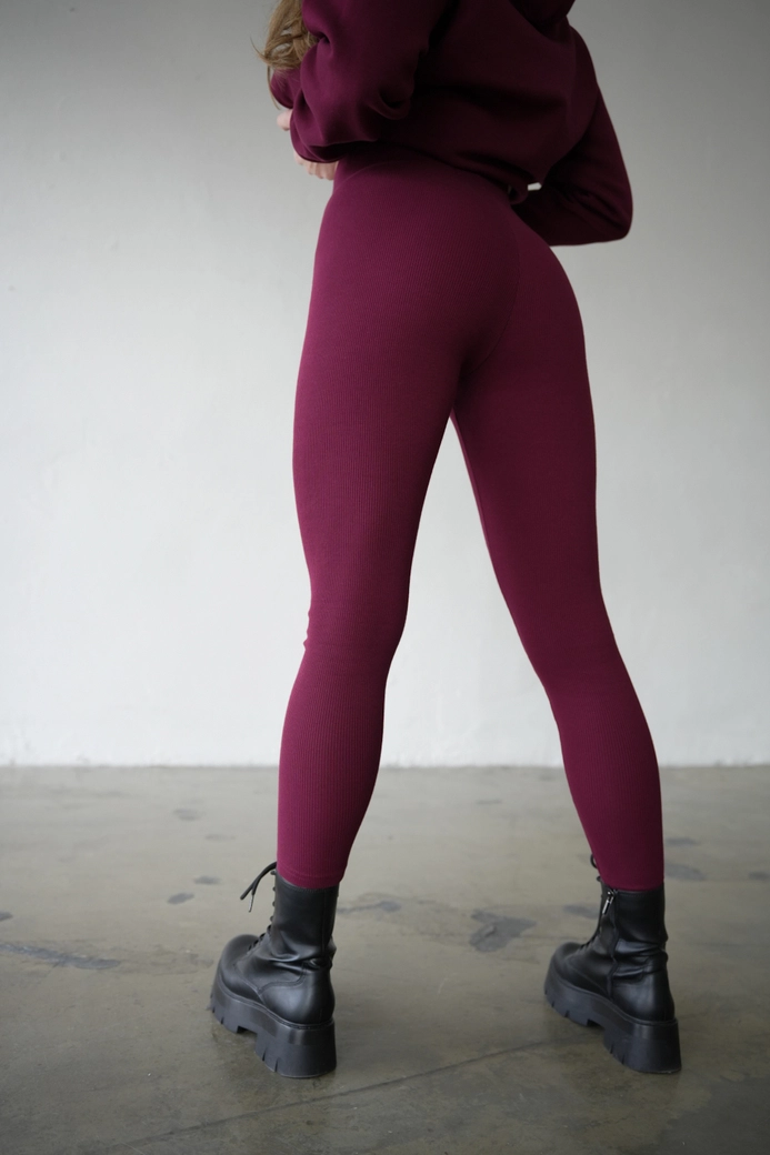 Legginsy damskie BG Glitter | bordowy G18167