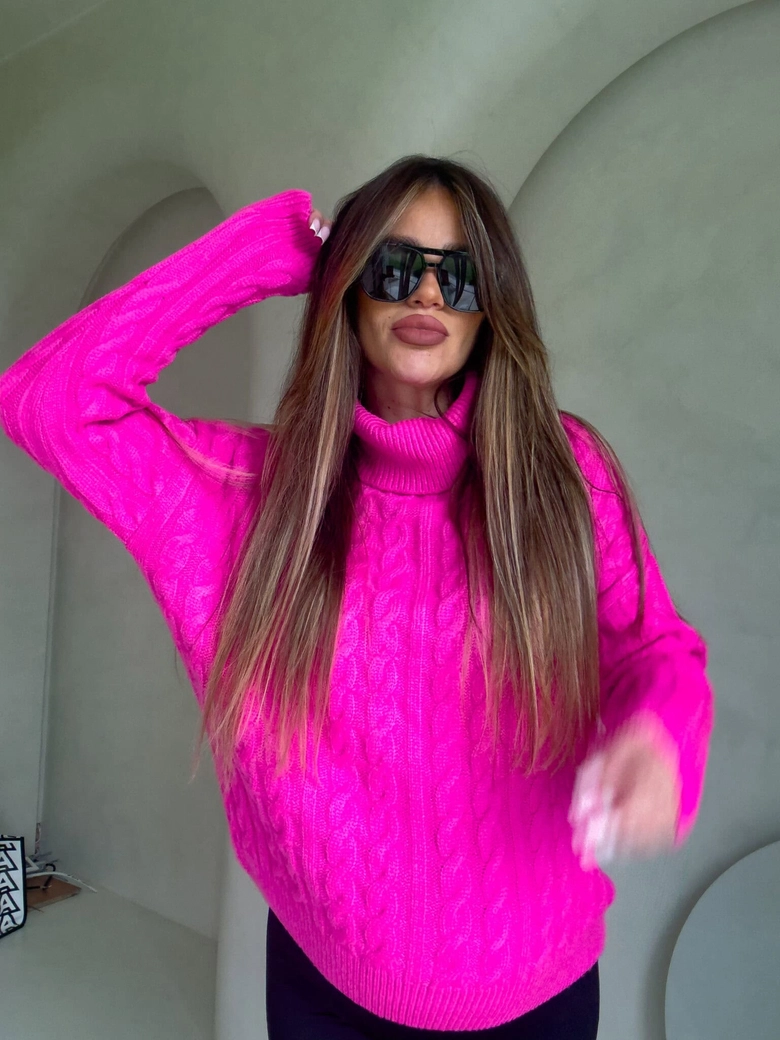 Sweter golf INKO - mocny róż