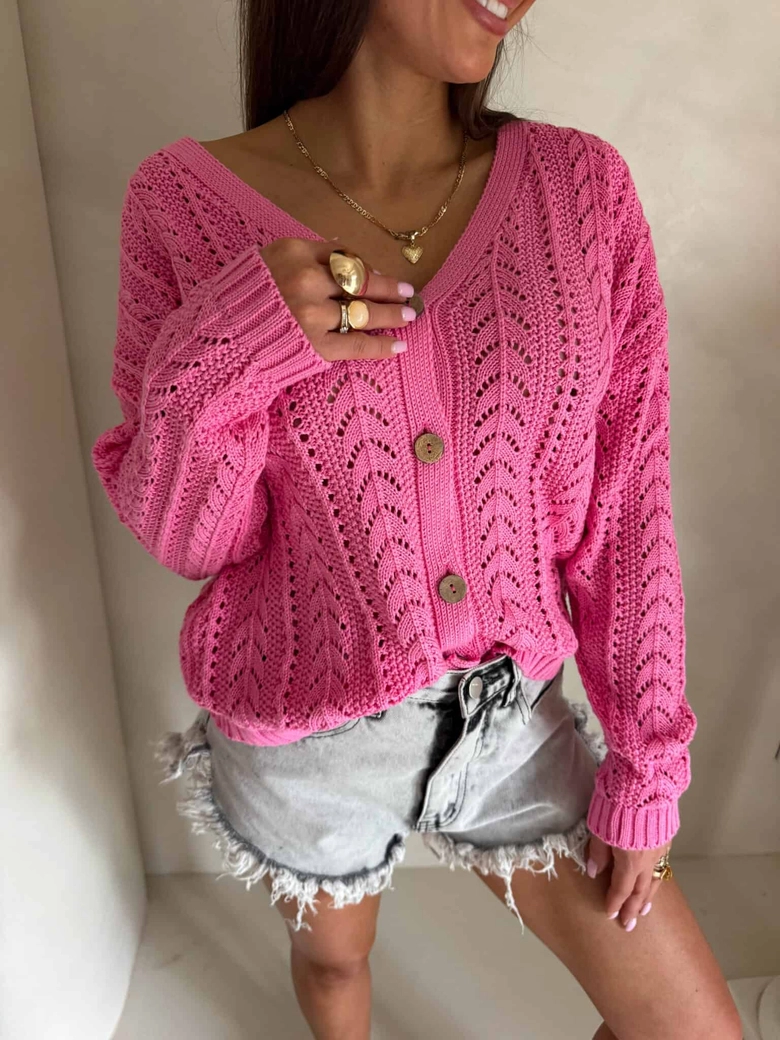 Sweter WOOD – ciemny róż