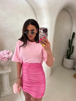 T-shirt pudełkowy ALLO - różowy