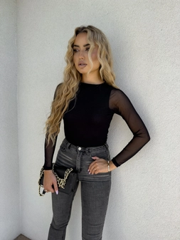 Bluzka SKIN IV transparent gładka - czarna C17154