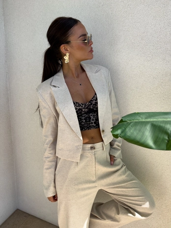 Marynarka SLIM natural - szaro-beż