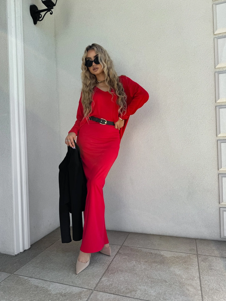 Sweter VOLCANO - czerwony E16888