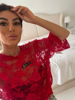 Bluzka MARMARIS II koronka new - czerwona