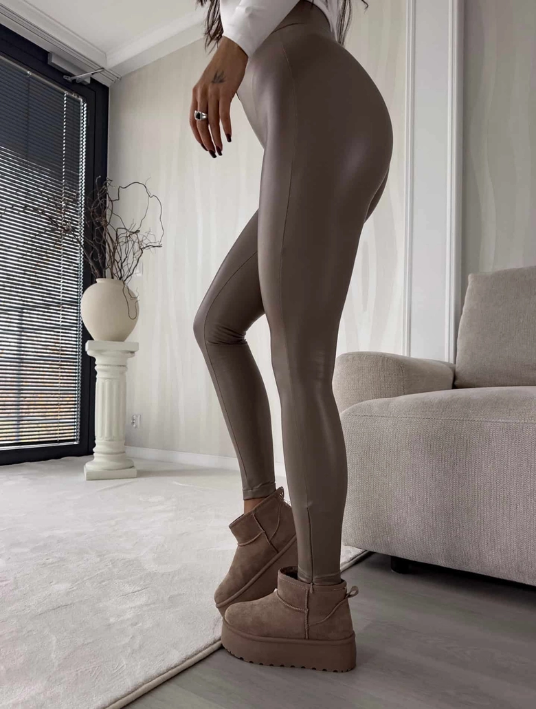 Legginsy LEATHER - mokka