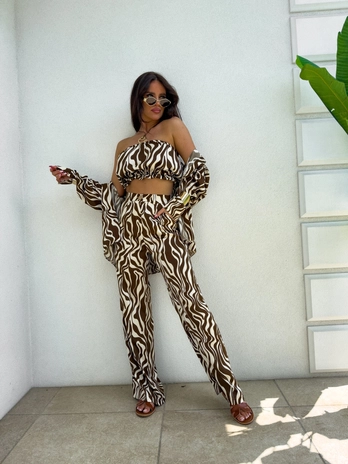 Komplet LAURENT zebra – czekoladowa