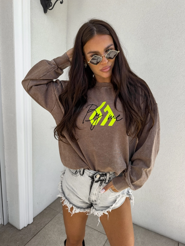 Dekatyzowana bluza MONETTE - ciemny beż