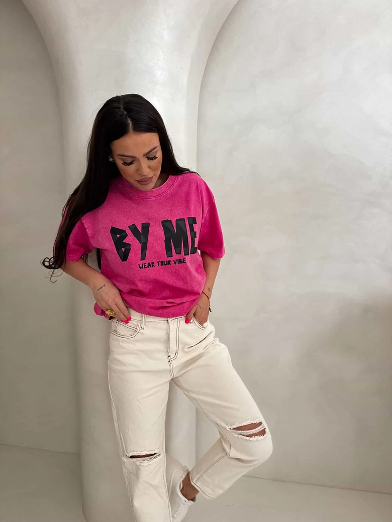 Dekatyzowany t-shirt BALEN - różowy