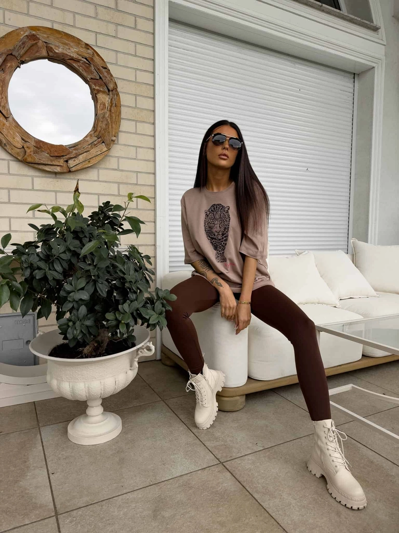 T-SHIRT MEDIUM TIGER - mokka