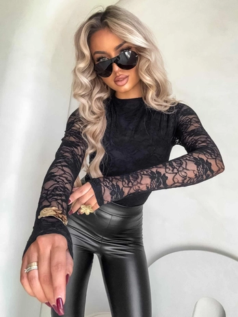 Bluzka SKIN IV transparent koronka - czarna