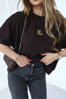 T-Shirt damski BG Goldi | gorzka czekolada