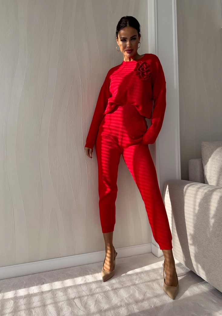 Komplet DELANI LONG – czerwony N19018